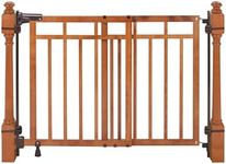 Summer Infant Wood Banister & Stair Safety Pet and Baby Gate, 32"-48" Wide, 33" Tall, Install Banister to Banister or Wall, or Wall to Wall in Doorway or Stairway, Banister and Hardware Mounts - Oak