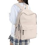 HYC00 School Backpack Womens, Causal Travel School Bags 14 Inch Laptop Backpack for Teenage Girls Lightweight Rucksack Water Resistant Bookbag College Boys Men Work Daypack, Beige