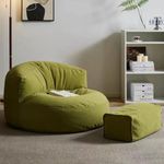 Big Luxury Sofa Pouf Cover Bean Bag Chairs Cover For Adults Washable Ultra Soft Bean Bag Chair Cover For Floor Seating,Lounge Relaxing,Video Games,Movie Night,No Filler (Color : Mustard green, Size