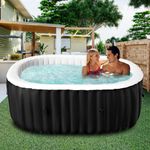 2 Person Inflatable Hot Tub with Side Table, Oval Blow Up Portable Hot Tub, Leak-Proof PVC Outdoor Spa with 100 Strong Air Jets, Heater Pump and Insulated Cover, 75” X 47”X 25”