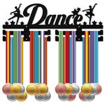 CREATCABIN Wood Medal Holder Dance Dancer Medals Hanger Display Stand Black Wall Mount Hanging for Home Badge 2 Lines Over 20 Medals Ballet Competition Dance Lovers Gift Athletes Medalist Gymnastics