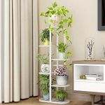 Bee Creative Trendy Luxury Metal 6 Tier 7 Potted Plant Stand Multiple Flower Pot Holder Shelves Planter Rack Storage Organizer Display For Indoor Outdoor Size- Hxl 41X18 Inch