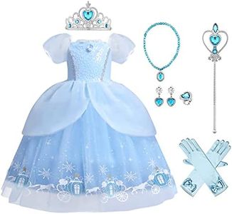 IBAKOM Enfants Filles D?guisements Sofia Cendrillon Robe Princesse Costume Conte F?e Carnaval Cosplay F?te Anniversaire No?l Halloween Cadeau Outfit Bleu-04 3-4 Ans