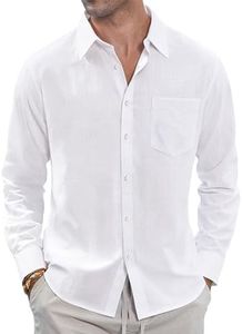 J.VER Men's Dress Shirts Solid Long Sleeve Stretch Wrinkle-Free Formal Shirt Business Casual Button Down Shirts, White, Large