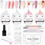 Makartt Solid Gel Builder Kit Non-Stick-Hand Nail Extension,All in One Hard Gel Nail Kit Base Top Coat UV LED Nail Lamp Nail File Dual Forms Gel Picker Cuticle Pusher Silicone Molds Sculpting Brush