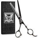 Professional Hair Thinning Scissors - Home Hair Cutting Scissors for Hairdressing, Texturizing Thinning Shears with Razor Edge - Stainless Steel Hair Cutting Scissors - Hair Trimming -Barber Scissors - Black - 16.5cm
