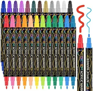 Betem 24 Colors Dual Tip Acrylic Paint Pens Markers, Premium Acrylic Paint Pens for Wood, Canvas, Stone, Rock Painting, Glass, Ceramic Surfaces, DIY Crafts Making Art Supplies