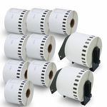 BETCKEY - 10 Rolls DK-22205 Continuous Length Paper Labels Compatible with Brother, 62mm(W) x 30.48m(L), 10 Labels Using for Brother QL Label Printers (2 Reusable Label Holders)