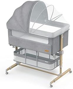 Baby Bassinet Bedside Sleeper, besrey Bedside Bassinet for Newborn Infant with Comfy Mattress, 9 Height Positions, Adjustable Bedside Crib with 360° Swivel Wheels, Bassinet Sleeper with Storage Basket