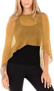 SHU-SHI Women’s Sheer Knit Poncho Shrug Lightweight Summer Bolero Cover Up Pullover Sweater One Size Fits Most