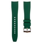 Strapseeker Curved End Soft Silicone Sports Rubber Watch Bands- Compatible with Omega Swatch Moonwatch, Omega Speedmaster, Rolex Submariner, Seiko SKX Dive Watches- 20mm,22mm - Curve Replacement Watch Straps for Men & Women (18mm, Dark Green)