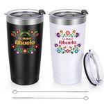 Qtencas Regalo de Navidad de los abuelos, La Mejor Abuela EL Mejor Abuelo Travel Tumblers Gift Set in Spanish, Christmas Gifts for grandparents, Regalos de Aniversario Para La Nueva Abuela Abuelo