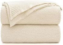 Cream Cotton Cable Knit Throw Blank