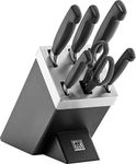 ZWILLING 1002303 Four Star Self-Sharpening Knife Block, 7 PC, Black Ash