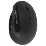 amazon basics Ergonomic Mouse, 2.4 GHz Mode, Wireless Optical Mouse, DPI Adjustable [800, 1200, 1600, 2400], 6D Buttons, Compatible with PC, Mac, Laptop - Black(Non Rechargable)