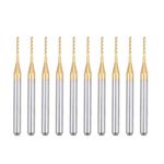 Nxtop 10Pcs 1mm Titanium Coat Carbide End Mill Engraving Milling Cutter CNC Router Bits for PCB Machine, 1/8" Shank