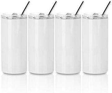 PYD Life Sublimation Blanks Tumbler Skinny 16 OZ Straight Stainless Steel Coffee Kids Tumbler with Lid and Metal Straw for Tumbler Heat Press Machine Sublimation Print 4 Pack