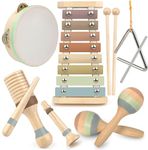 Stoie's Wooden Musical Instruments for Toddlers 1-3 - Montessori Music Toys for 1 Year Old, with Xylophone, Tambourine - Educational Development and Creativity -Baby Musical Instruments 1 Year Old