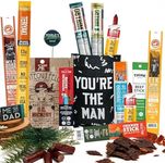Jerky Sticks Gift for Men - Curated Assortment of High Protein Snacks - Alternative to Beef Jerky Gift Basket - Beef & Turkey Jerky Variety Pack Gift Set, Exotic Meat Gift for Men & Women
