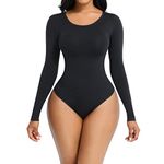 Bodysuit for Women Tummy Control - Shapewear Racerback Top Clothing Seamless High Neck Body Sculpting Shaper, Black, Medium-Large