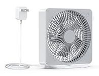 ASKPULION 10 Inch Small Box Fan, 3 Speeds Square Fan Powered by AC Adapter, Small Window Fan for Bedroom Bathroom Kitchen with Aromatherapy Box Grey, White 10 in. Fan