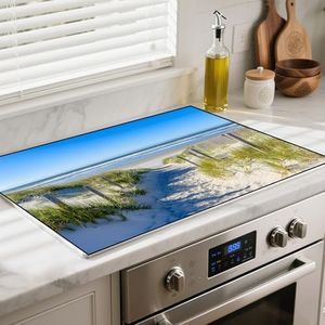 BSFHH Heat-resistant Stove Top Cover - 28.5" X 20.5" Cooktop Protector Covers, Scratch-resistant Washable Pad Kitchen Countertop Mat (Ocean, 30" x 21")