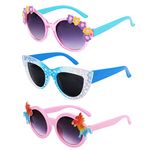 Hifot 3 Pieces Kids Sunglasses, Unicorn Round Shaped Snowflake Cute Party Dress up Glasses for Girls Boys Age 3-10