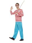 Smiffy%27s Large: Smiffys Men's Where's Wally? Costume, Top, Trousers, Glasses & Hat, Colour: Red and White, Size: L, 34591