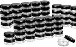 Hunky Dory 48pcs 5grams PS Acrylic Jars Transparent with Black Cap Cosmetics Container for Creams,Lip Balm, Body Butter, Essential oil, Costemic, Makeup, Travel Use