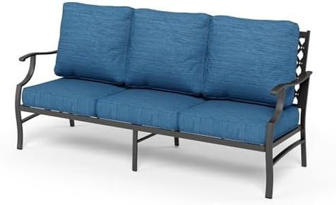 HERA'S HOUSE Patio Furniture Sofa, All-Weather Outdoor 3 Seats Couch, Outdoor Patio Couch with Deep Seating and Olefin Cushions for Lawn Garden Backyard, Pacific Blue
