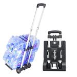 70lbs Folding Hand Truck Aluminum Telescopic Rod Foldable Roller Shopping Trolley Collapsible 2 Wheel Trolley Expandable Large Chassis Foldable into Backpack (Silver)