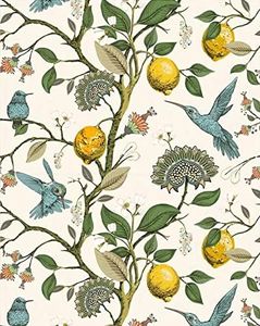 Meihodan Blue Bird Self Adhesive Wallpaper Fresh Lemon Tree Peel and Stick Wallpaper Removable Waterproof Prepasted Wallpaper Wall Mural 17.7in x 9.8ft