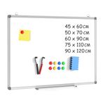 DOLLAR BOSS Magnetic Whiteboard 50 X 70 cm Dry Erase White Board for Walls with Pen Tray, Aluminium Trim and Dry-Wipe Writing Surface for School, Home and Office