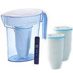 ZeroWater 1.7 litres Water Filter Jug Combo with 3x Advanced 5 Stage Filter, 0 TDS, IAPMO certified, Reduces Fluoride, Chlorine, Lead and Chromium, Water Quality Meter included