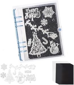 Skyrealm Scrapbook Supplies, Die Storage Magnetic Sheets and Christmas Cutting Dies Set for DIY Card Making (49Pcs)