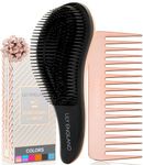 Lily England Detangle Hair Brush & Wide Tooth Comb Set - Lightweight Detangler for Women, Kids & Toddlers with Flexible Bristles - Detangling Comb & Hairbrush Kit for All Hair Types, Rose Gold