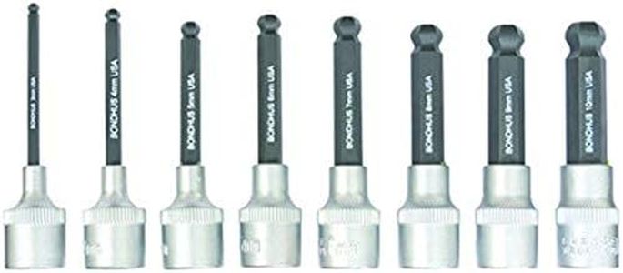 Bondhus 43487 ProHold Socket Ball End Bit Tool Set w/Socket w/ProGuard,2",8 PC