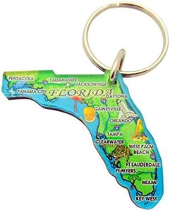 Florida Key Chain Acrylic Souvenir Retro State Map Gift 2 Inch