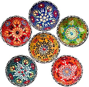 BCS Ceramic Pinch Bowls Set of 6, Small Bowls for Dipping - Cooking Prep & Charcuterie Board Bowls, Soy Sauce Dish, Multicolor Handmade Decorative Serving Dishes (3.2'' - 3 oz)