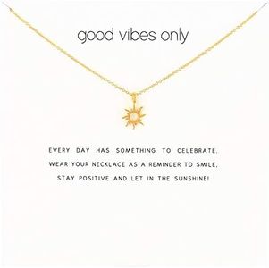 Fashion Sun Necklace Clavicle Chain Sunlight Sunshine Pendant Necklace With Message Card Friendship Dainty Gold Silver Jewelry (hollow sun white)