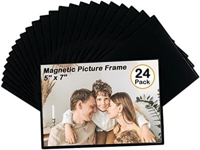 Mingting Magnetic Picture Frame, Holds 5X7 Inches Pictures, Reusable Black Magnet Fridge Photo Sleeves for Refrigerator, Locker,Office Cabinet (Black, 24)