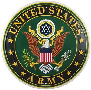 United States Army Logo Metal Sign, 12 Inch Round Embossed Aluminum Emblem, US Military Service Branch Wall Decor