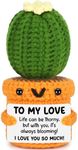 Valentine's Day Anniversary Birthday Gifts for Husband Wife 1 year 2nd Wedding Anniversary Stocking Stuffers for Couple Cactus Themed Decoration for Women Men Boyfriend Girlfriend I Love You