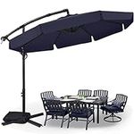 ABCCANOPY 9FT Offset Hanging Market Patio Umbrella with Cross Base for Garden, Deck, Backyard, Pool and Beach（Navy Blue）