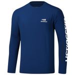 BASSDASH Men’s UPF 50+ Sun Protection Long Sleeve Shirts Quick Dry Performance SPF UV Shirt for Outdoors Fishing Hiking FS31M, Dark Blue/White Logo, Large