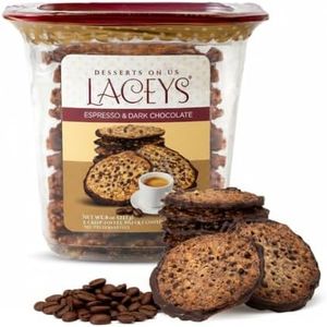 Laceys Gourmet Cookies | Light and Crispy Delicious Cookies | Handcrafted by Desserts On Us (8 Ounce Tub, Espresso & Dark Chocolate)