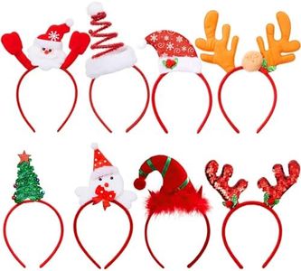 JOYIN Costume Headwear - 8 Packs Christmas Headbands, Christmas Head Hat Toppers, Costume Accessories for Women Men Kids, Christmas Parties Xmas Holiday Party Favors Photo Booth