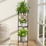 Plant Stand Indoor Outdoor Metal 3 Tier 33.7 Inch Tall Plant Shelf for Multiple Plants Tiered Flower Pot Planter Holder Small Iron Round Shelves Rustproof Display Rack for Corner Patio Balcony Garden