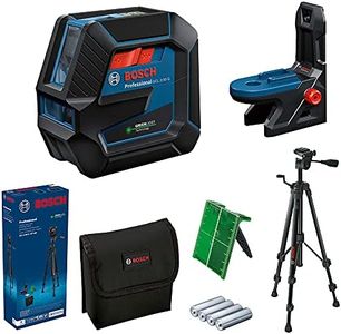 Bosch Professional Laser Level GCL 2-50 G (green laser, interior, RM 10 mount, tripod BT 150, visible working range: up to 15m, 4x AA battery, in cardboard box)