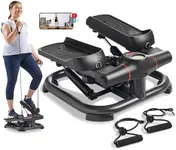 Sunny Health & Fitness 2-in-1 Premium Power Stepper with Resistance Bands, Low-Impact Cardio, Space-Saving, Height-Adjustable, 330 LB Max and SunnyFit® App Enhanced Bluetooth Connectivity SF-S021054